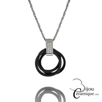 Collier anneaux entrelacés en céramique noire