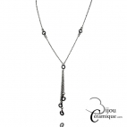 Collier sautoir en céramique noire et acier