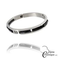 Bracelet Jonc acier céramique noire